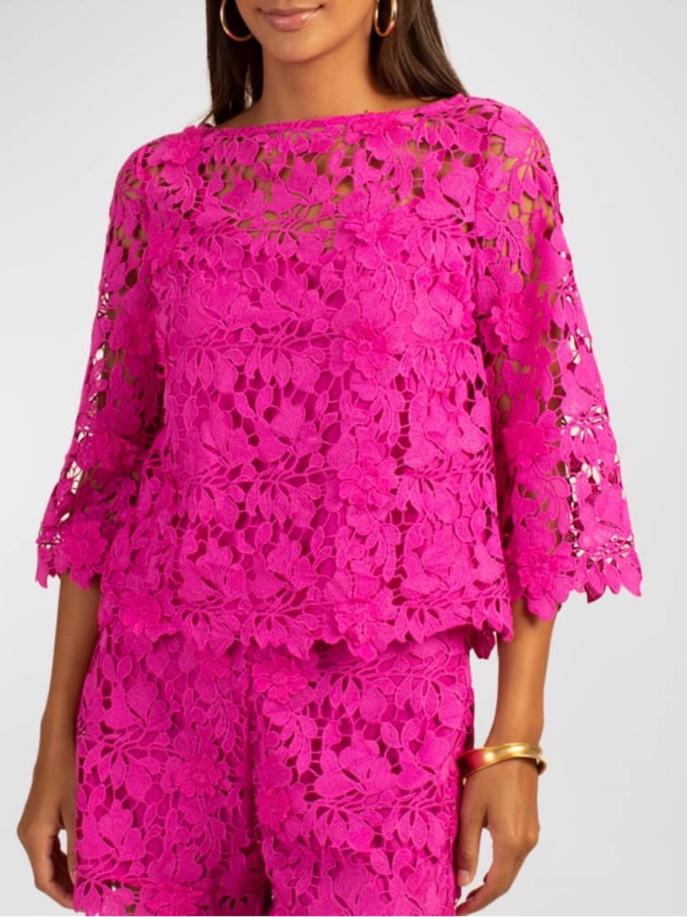 NWT Trina Turk Sun Top In Pink Lace Size Small